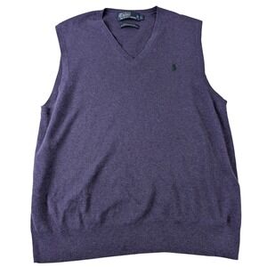 Polo Ralph Lauren Mens Purple 100% Pima Cotton V-Neck Sweater Vest Size L
